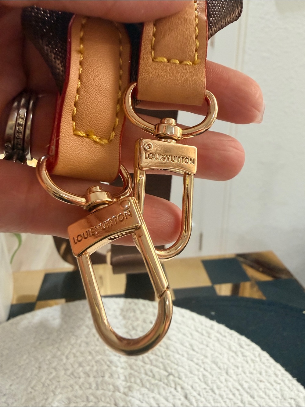 Brown Monogram Adjustable Crossbody Bag Strap | Gold Tone Hardware | New - Picture 4 of 7